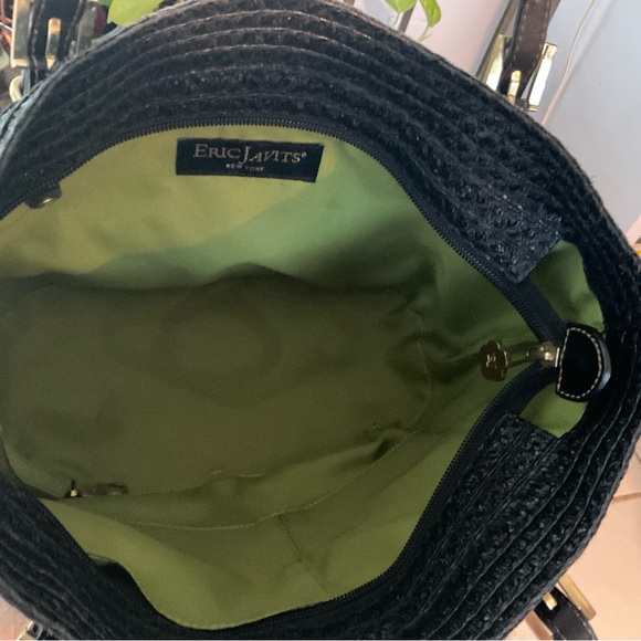 ERIC JAVITS BLACK STRAW SHOULDER BAG - Picture 9 of 12